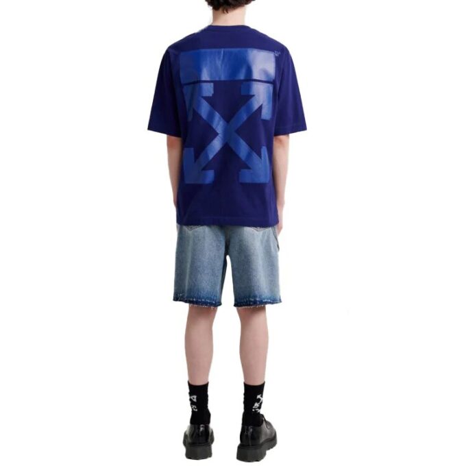 T-shirt bleu oversize à manches courtes et flèche en caoutchouc FW21