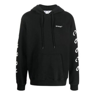 T-shirt à capuche noir à manches longues Off-White pour homme FW22 avec imprimé au dos, version standard