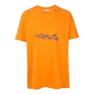 T-shirt à col rond et manches courtes avec logo géométrique en forme de flèche, orange T-shirt à col rond et manches courtes avec logo géométrique en forme de flèche, orange