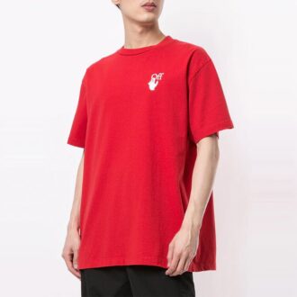 T-shirt à col rond et manches courtes avec logo imprimé, rouge T-shirt à col rond et manches courtes avec logo imprimé, rouge