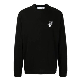 T-shirt à col rond et manches longues Off-White pour homme, collection automne-hiver 2022, noir T-shirt à col rond et manches longues Off-White pour homme, collection automne-hiver 2022, noir
