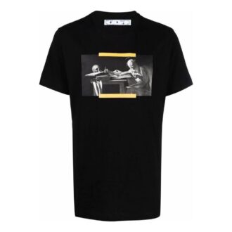T-shirt à col rond et shorts avec imprimé peinture à l&rsquo;huile « Noir »