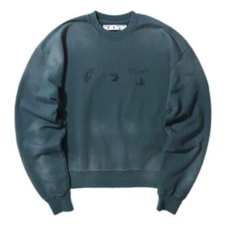 T-shirt à col rond imprimé bleu pour homme Off-White