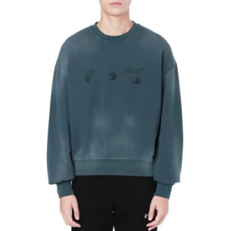 T-shirt à col rond imprimé bleu pour homme Off-White