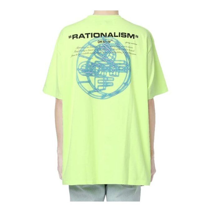 T-shirt à col rond imprimé pour homme, jaune/vert