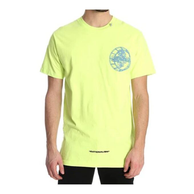 T-shirt à col rond imprimé pour homme, jaune/vert
