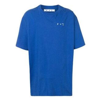 T-shirt à col rond, manches courtes, coupe ample, imprimé logo, bleu