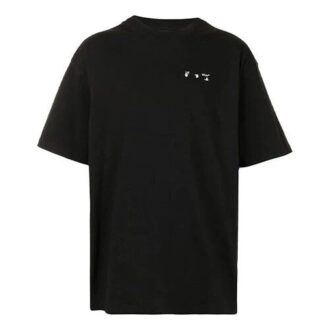 T-shirt à col rond, manches courtes et coupe ample avec impression du logo, noir