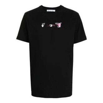 T-shirt à col rond motif Arrows « Noir Blanc Rose »