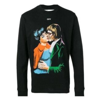 T-shirt à col rond noir ajusté avec impression Kiss