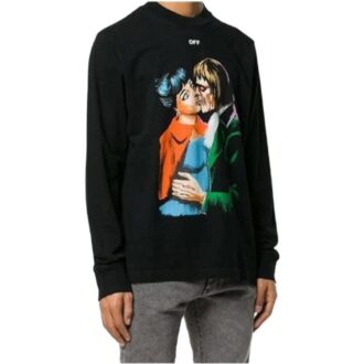 T-shirt à col rond noir ajusté avec impression Kiss