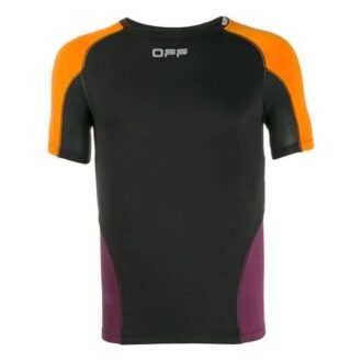T-shirt de sport à manches courtes et coupe ajustée, version color block, noir