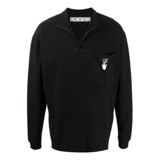 T-shirt de sport à manches longues avec logo imprimé noir