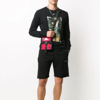 T-shirt de sport à rayures diagonales et logo pour homme
