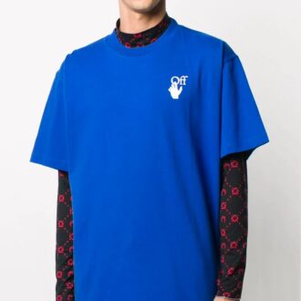 T-shirt à double flèche appliquée pour homme, bleu