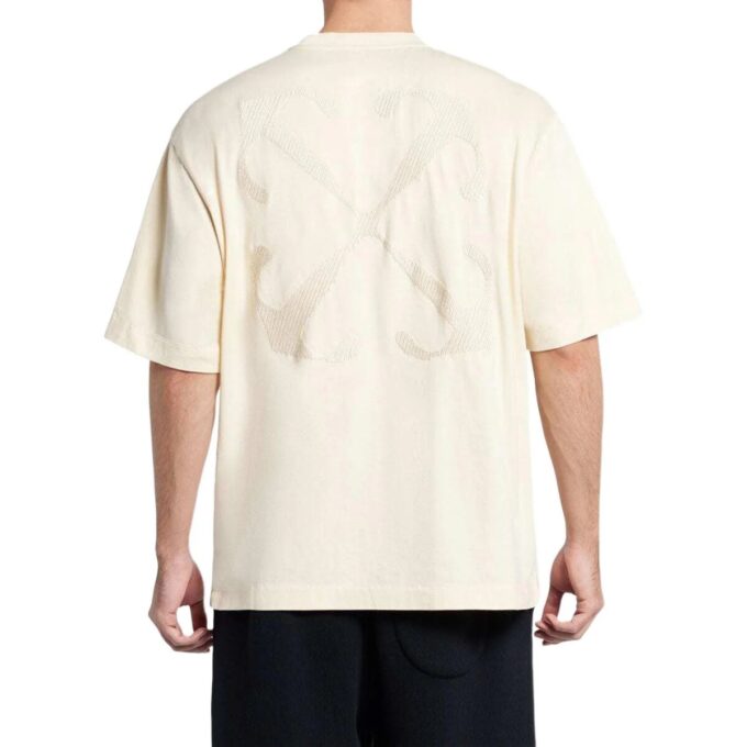 T-shirt en coton brodé de flèches « Angora White »
