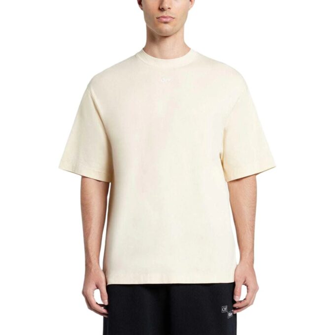 T-shirt en coton brodé de flèches « Angora White »