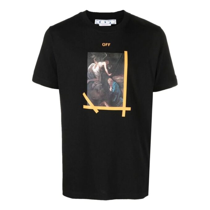 T-shirt en coton imprimé Caravaggio Noir
