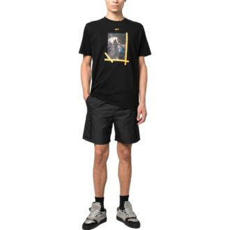 T-shirt en coton imprimé Caravaggio Noir