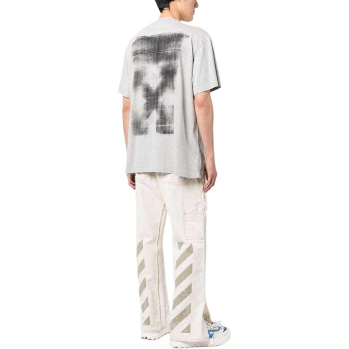 T-shirt en coton à imprimé flèches géantes « Gris »