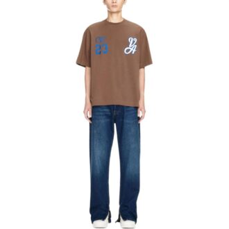 T-shirt en coton Varsity Skate « Marron Blanc »
