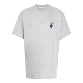T-shirt gris ample à manches courtes et col rond Off-White pour homme, collection automne-hiver 2021, avec logo imprimé