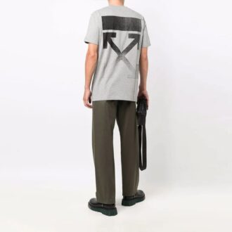 T-shirt gris à manches courtes en coton Off-White pour homme FW21 avec logo Arrows