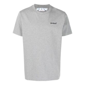 T-shirt gris à manches courtes et col rond Off-White pour homme, collection SS22, imprimé logo