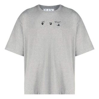 T-shirt gris à manches courtes et coupe ample Off-White pour homme FW21 avec impression du logo