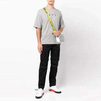 T-shirt gris à manches courtes et coupe ample Off-White pour homme FW21 avec impression du logo