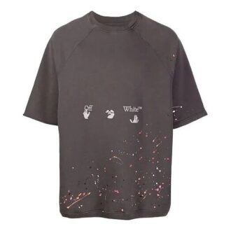 T-shirt gris à manches courtes Off-White pour homme, collection printemps-été 2021, version standard