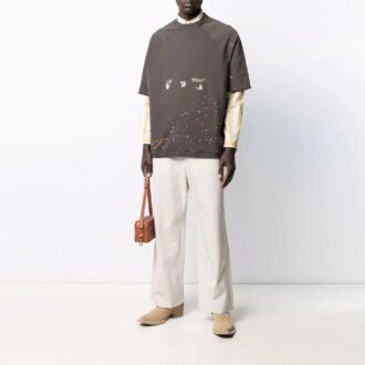 T-shirt gris à manches courtes Off-White pour homme, collection printemps-été 2021, version standard