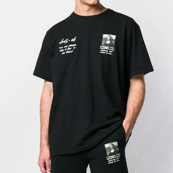 T-shirt à imprimé graphique Monalisa oversize /Blanc