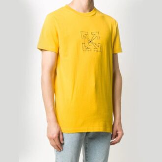 T-shirt jaune Off-White pour homme avec logo Workers