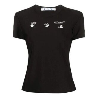 T-shirt à manches courtes ajusté Off-White SS20 avec logo exclusif appliqué, noir