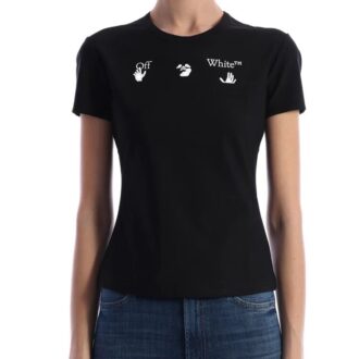 T-shirt à manches courtes ajusté Off-White SS20 avec logo exclusif appliqué, noir