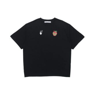 T-shirt à manches courtes ample avec imprimé pomme et flèche, noir