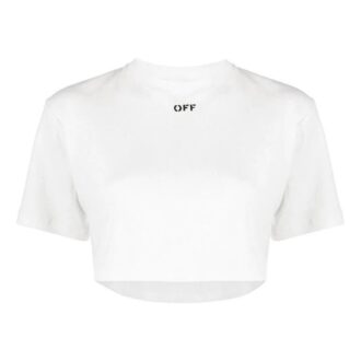 T-shirt à manches courtes ample à côtes avec logo Off-White, blanc