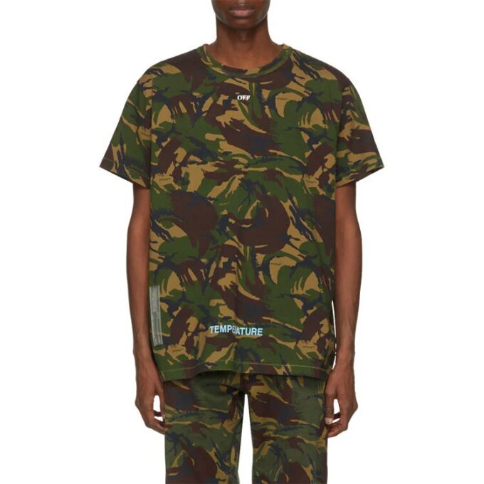 T-shirt à manches courtes avec flèches camouflage vert