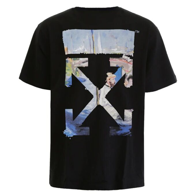 T-shirt à manches courtes avec flèches colorées « Noir »