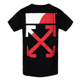 T-shirt à manches courtes avec imprimé flèche dans le dos, noir