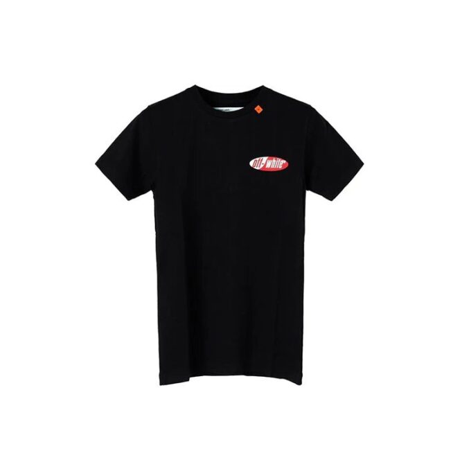 T-shirt à manches courtes avec imprimé flèche dans le dos, noir