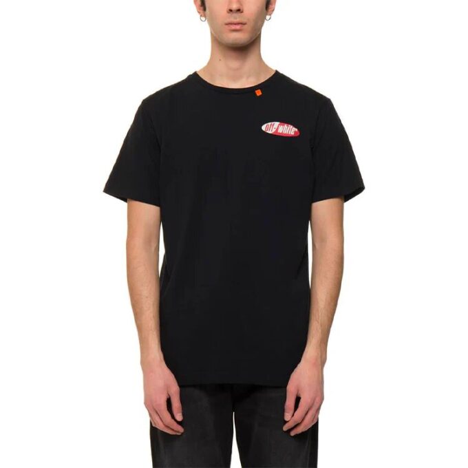 T-shirt à manches courtes avec imprimé flèche dans le dos, noir