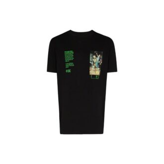 T-shirt à manches courtes avec imprimé squelette, version standard, noir