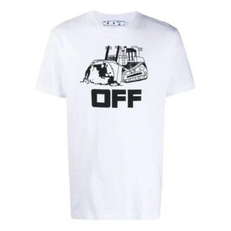 T-shirt à manches courtes avec logo alphabétique imprimé SS21, blanc