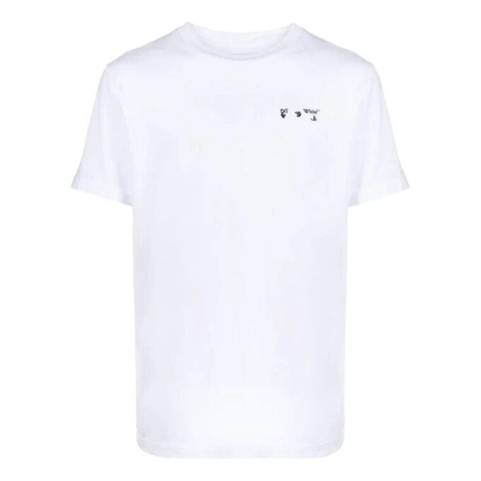 T-shirt à manches courtes avec logo brodé, blanc
