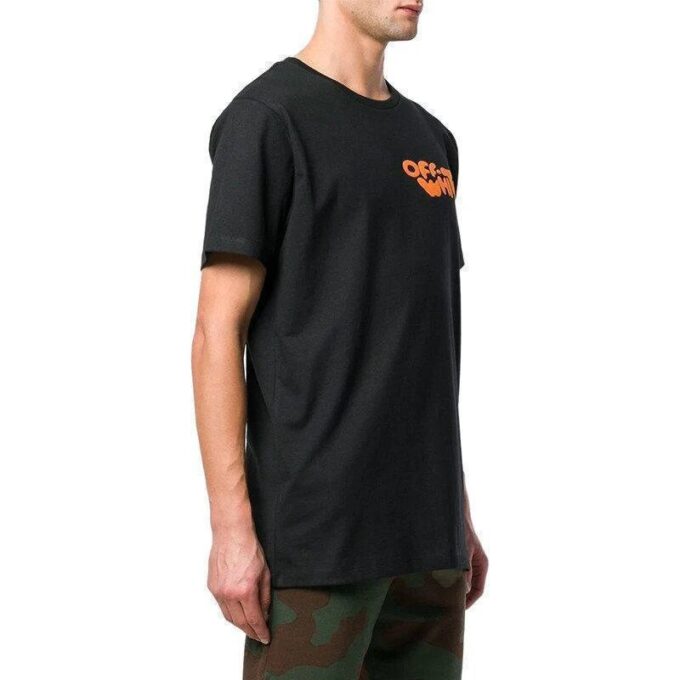 T-shirt à manches courtes avec logo imprimé, version standard, noir