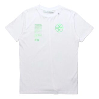 T-shirt à manches courtes blanc avec imprimé alphabétique fluorescent