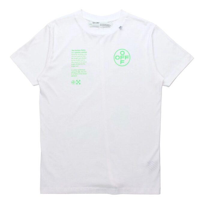 T-shirt à manches courtes blanc avec imprimé alphabétique fluorescent