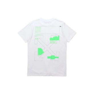 T-shirt à manches courtes blanc avec imprimé alphabétique fluorescent